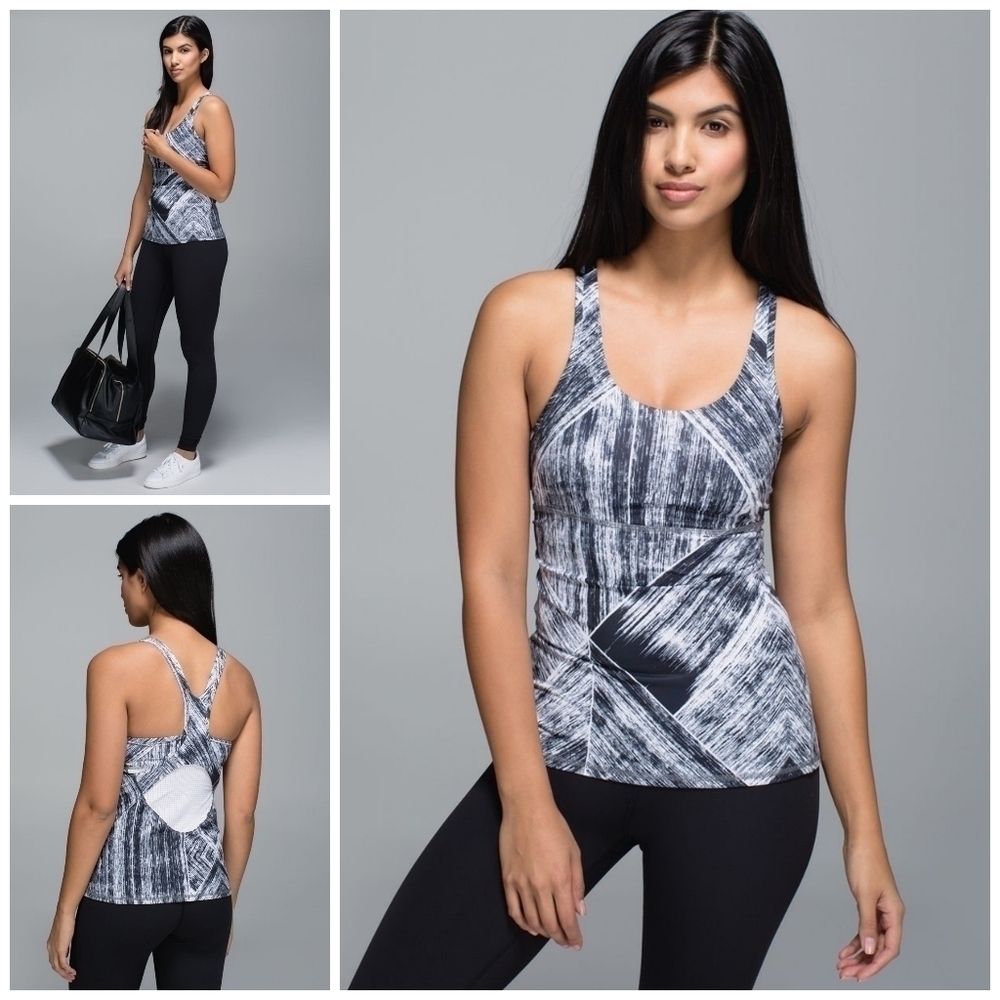 Lululemon Crossback Tank in Heat Wave White Black / White